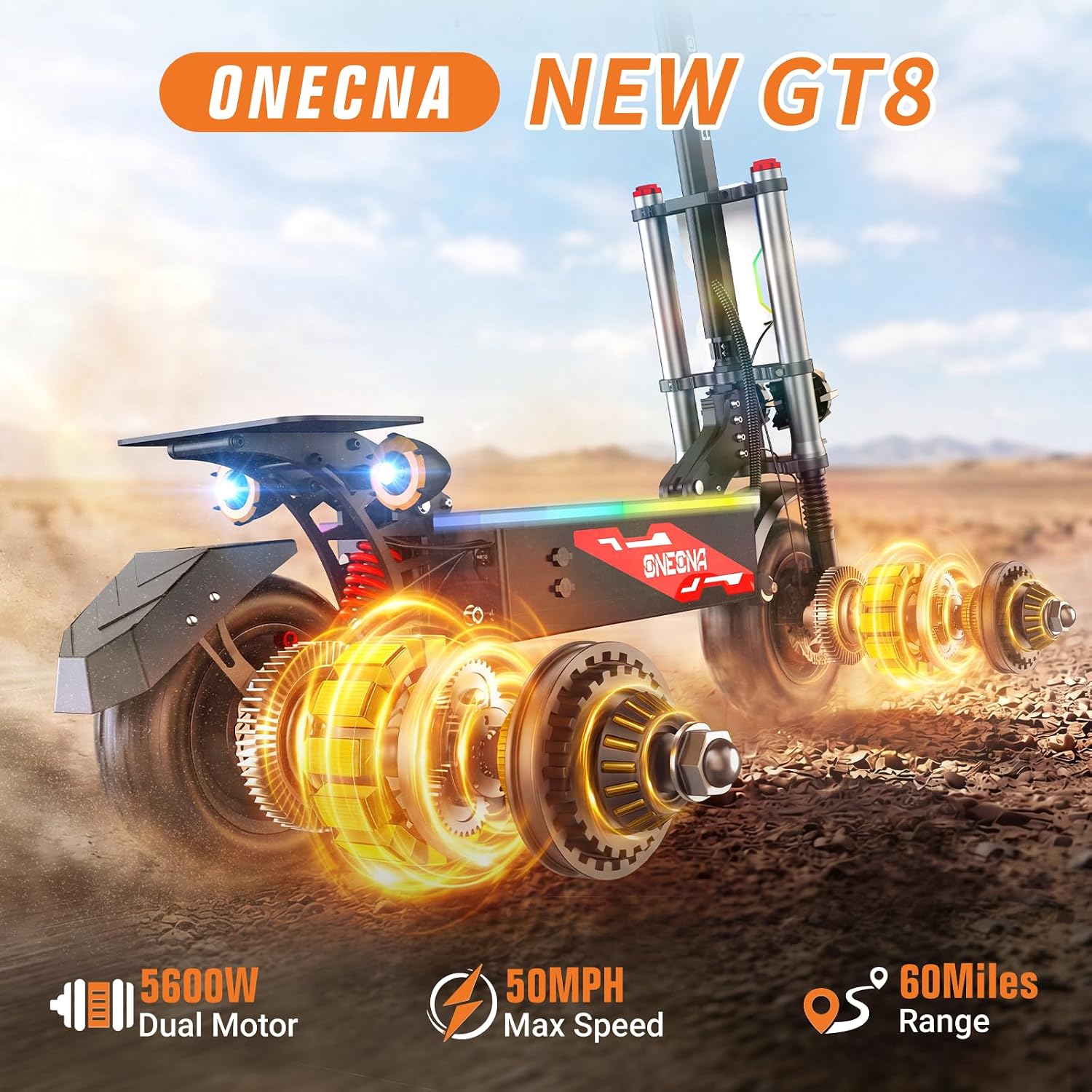 ONECNA GT8PRO Adult Electric S - 60V 5600W Dual Motor Electric Scooter 评论和价格